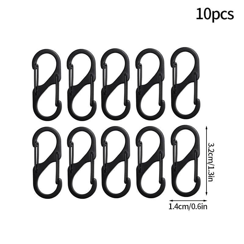 5PCS Tactical S-Type Carabiner Hooks – Mini Aluminum Keychain Clips for Camping & Hiking